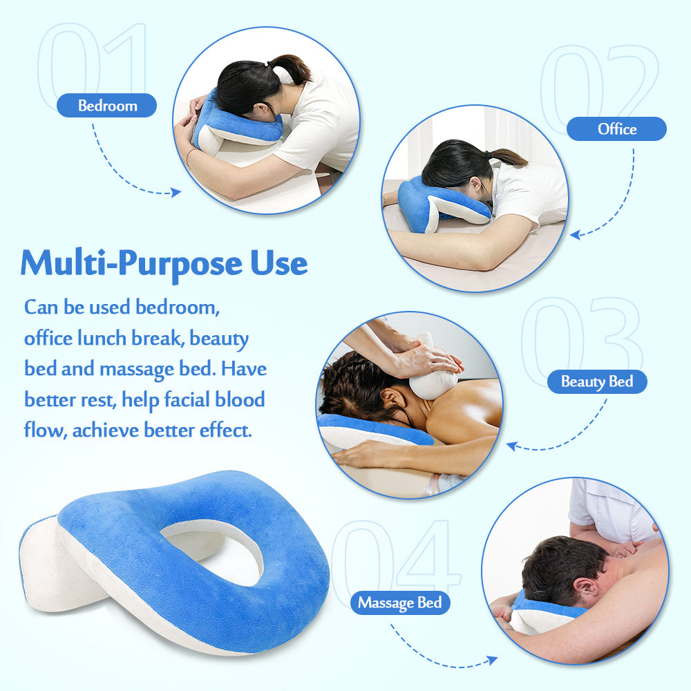  ZNALDP Face Down Pillow After Eye Surgery Prone Donut Pillow  for Head Sleeping on Stomach Retinal Detachment Vitrectomy Recovery  Equipment Face Support Breathe Easy Prone Cushion Pillow (Blue) : Home 