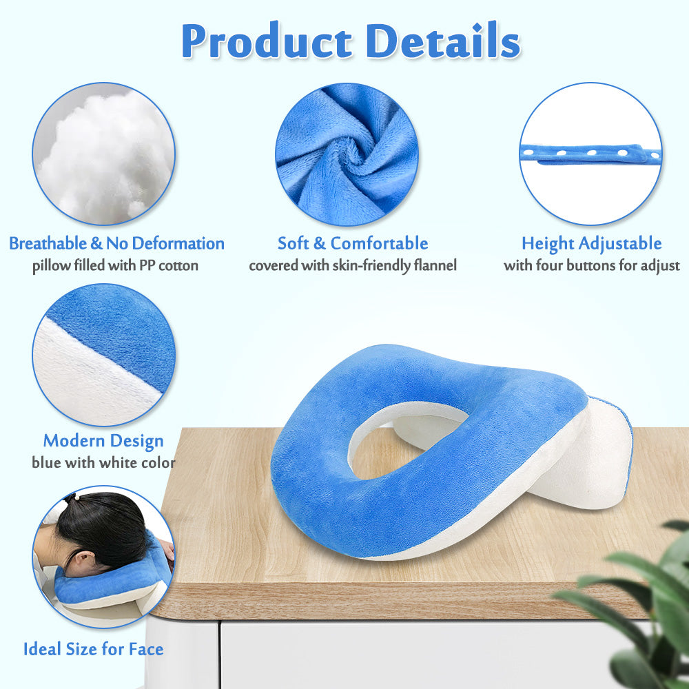  ZNALDP Face Down Pillow After Eye Surgery Prone Donut Pillow  for Head Sleeping on Stomach Retinal Detachment Vitrectomy Recovery  Equipment Face Support Breathe Easy Prone Cushion Pillow (Blue) : Home 